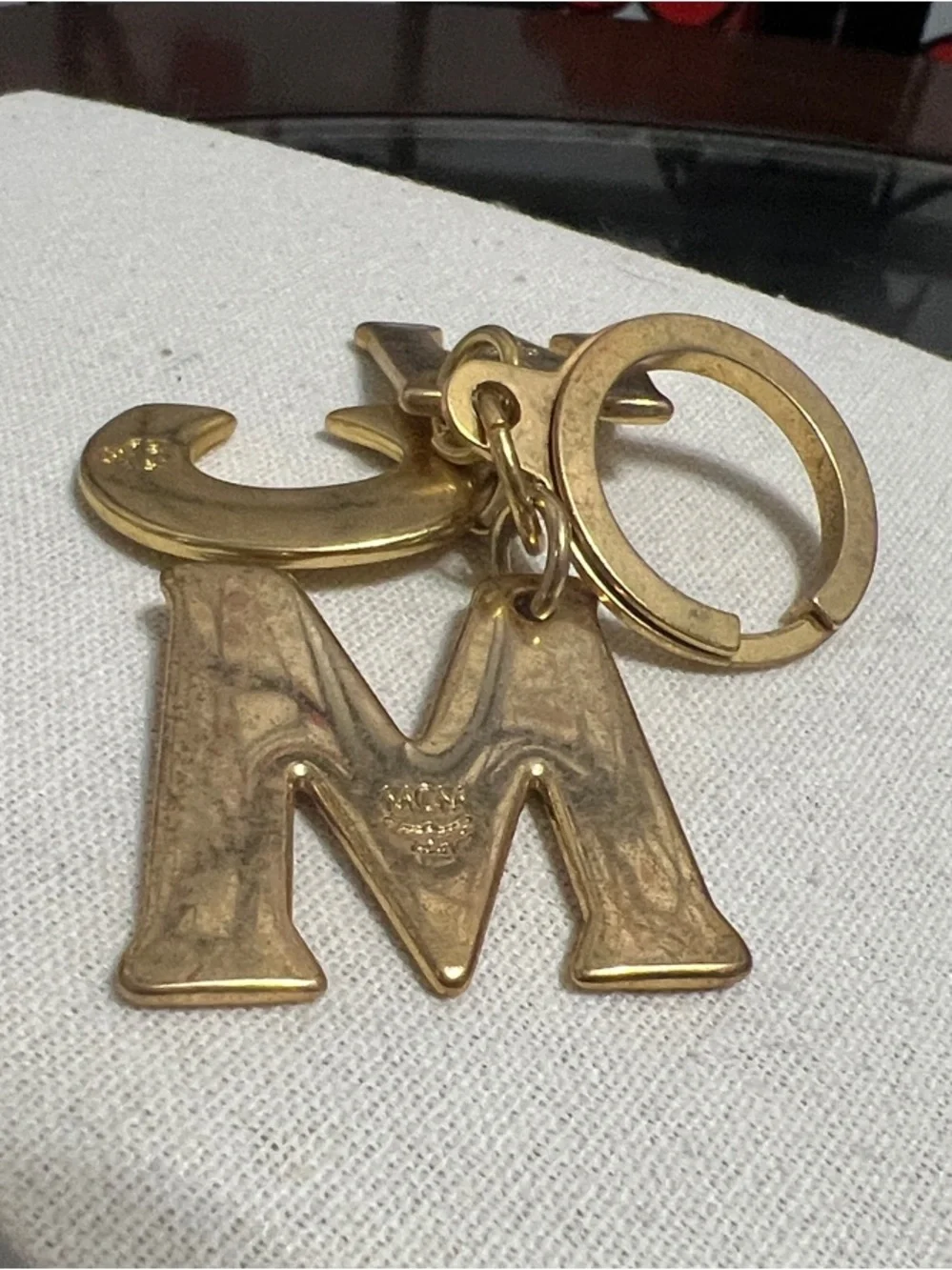MCM Gold-Tone Letter M & 3 Keyring Charm